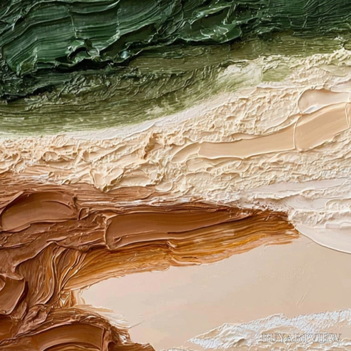 BUYARTVIEW Earthen Strata – Textured Wabi Sabi Abstract Landscape Painting - image 5
