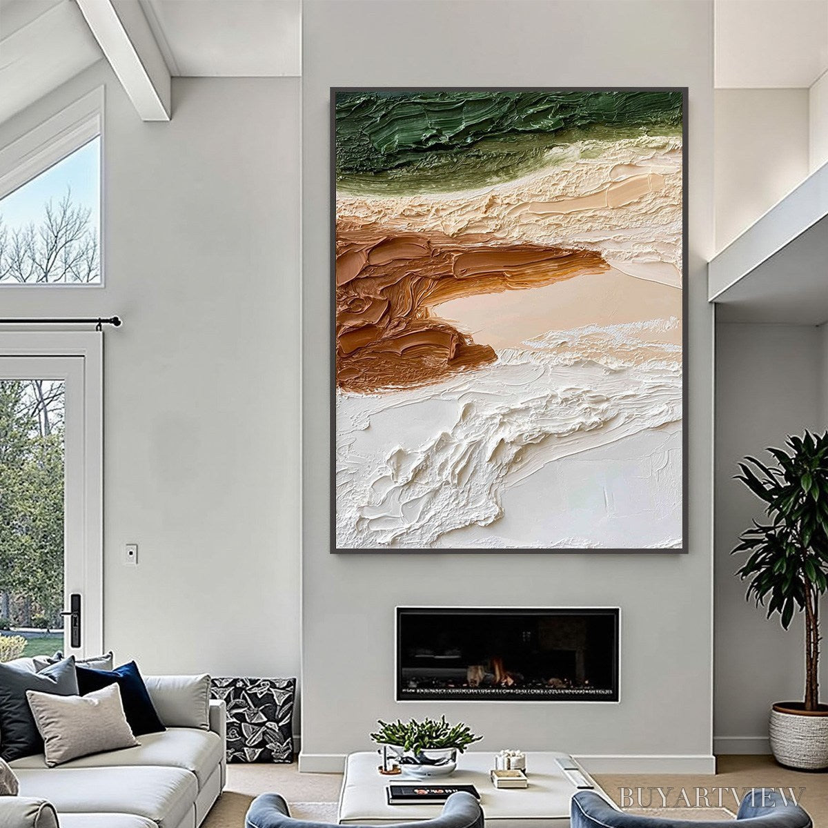 BUYARTVIEW Earthen Strata – Textured Wabi Sabi Abstract Landscape Painting - image 6