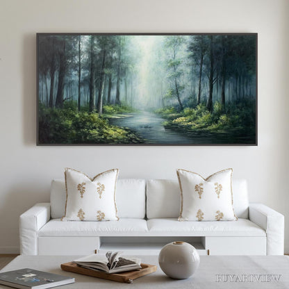 BUYARTVIEW Ready to Ship | Forest Whispers – Panoramic Misty Forest Oil Painting - image 1