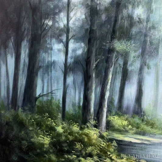 BUYARTVIEW Ready to Ship | Forest Whispers – Panoramic Misty Forest Oil Painting - image 2