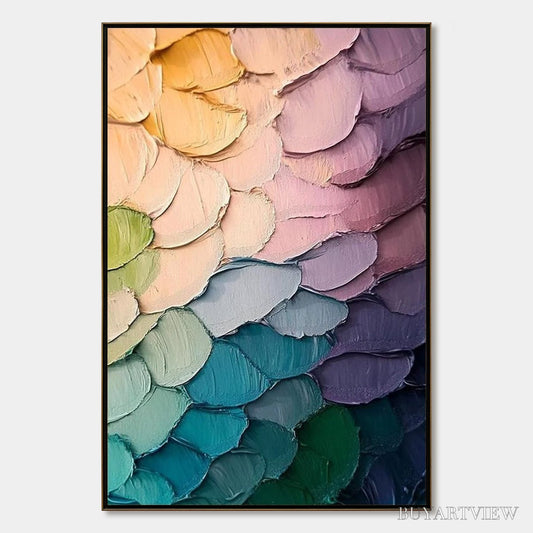 BUYARTVIEW Rainbow Scales – Colorful Impasto Abstract Painting - image 1