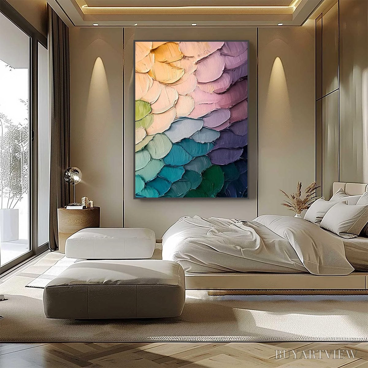 BUYARTVIEW Rainbow Scales – Colorful Impasto Abstract Painting - image 2