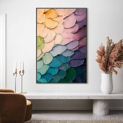 BUYARTVIEW Rainbow Scales – Colorful Impasto Abstract Painting - image 4