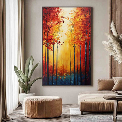 BUYARTVIEW Autumn Glow – Textured Abstract Forest Oil Painting - image 2