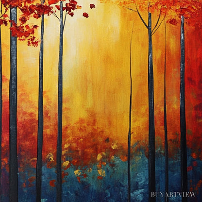 BUYARTVIEW Autumn Glow – Textured Abstract Forest Oil Painting - image 3