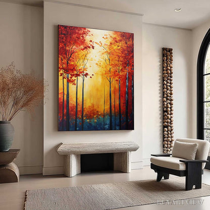 BUYARTVIEW Autumn Glow – Textured Abstract Forest Oil Painting - image 4