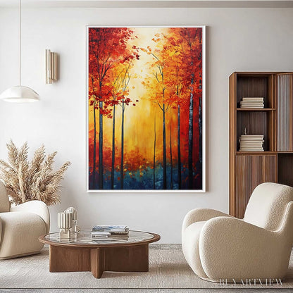 BUYARTVIEW Autumn Glow – Textured Abstract Forest Oil Painting - image 5