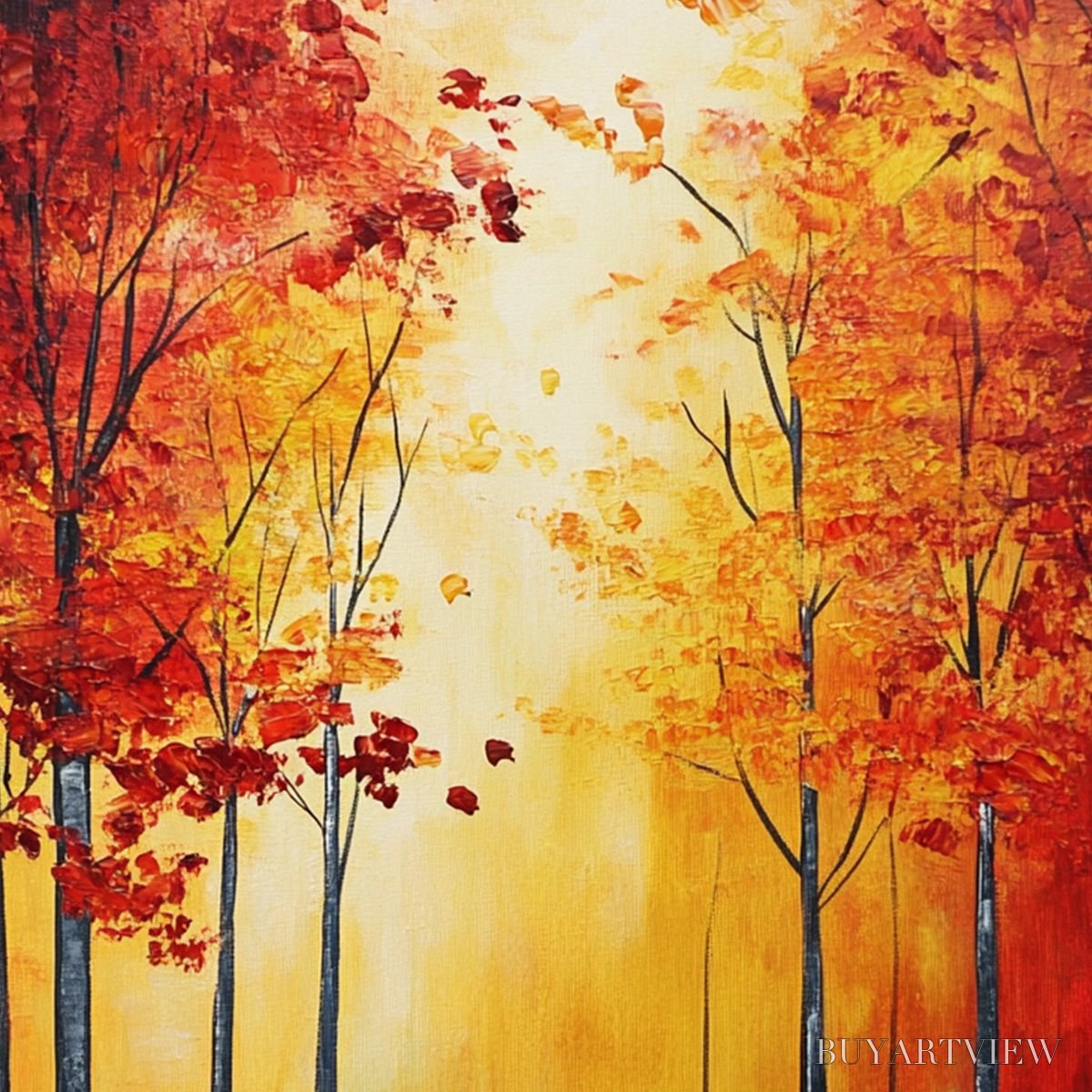 BUYARTVIEW Autumn Glow – Textured Abstract Forest Oil Painting - image 6