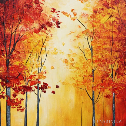 BUYARTVIEW Autumn Glow – Textured Abstract Forest Oil Painting - image 6