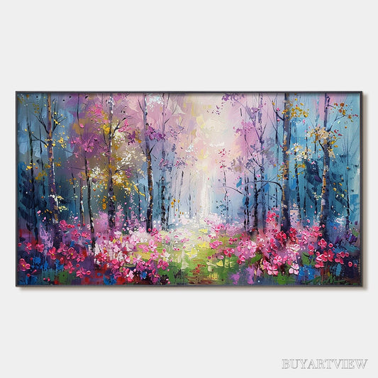 BUYARTVIEW Whispering Woods – Textured Impasto Floral Forest Oil Painting - image 1