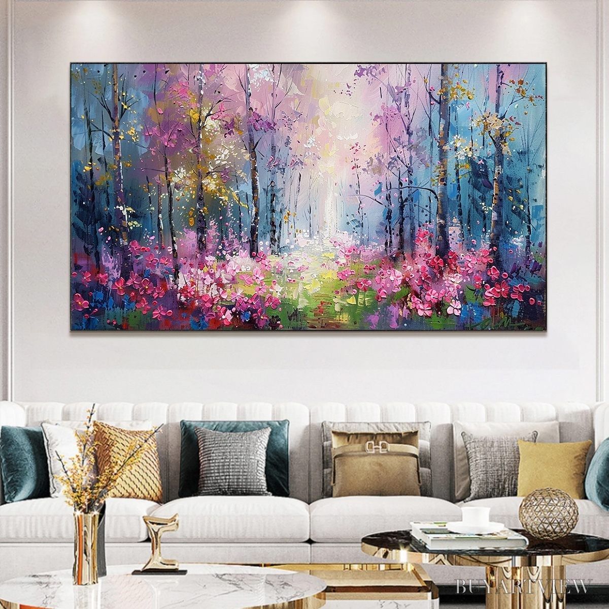 BUYARTVIEW Whispering Woods – Textured Impasto Floral Forest Oil Painting - image 2
