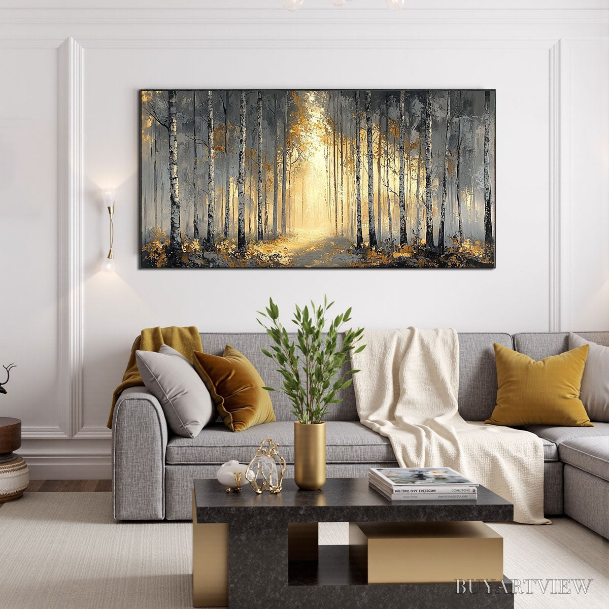 BUYARTVIEW Golden Woods – Atmospheric Forest Landscape Oil Painting - image 2