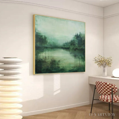 BUYARTVIEW Emerald Mist – Textured Abstract Forest Landscape Oil Painting - image 4