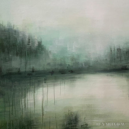 BUYARTVIEW Emerald Mist – Textured Abstract Forest Landscape Oil Painting - image 5