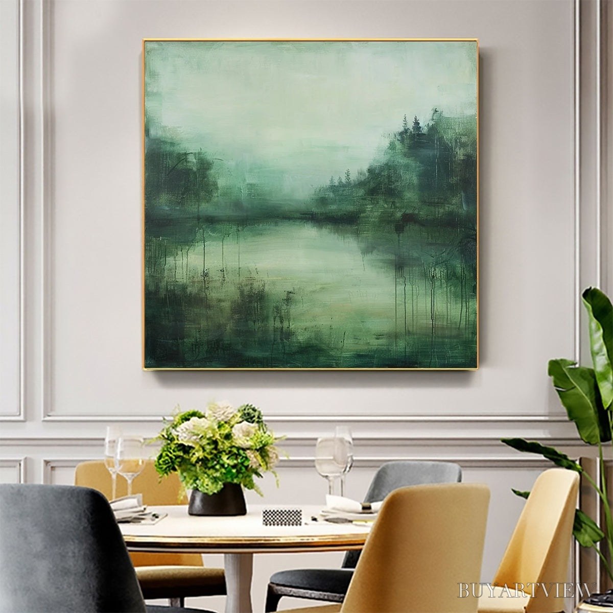 BUYARTVIEW Emerald Mist – Textured Abstract Forest Landscape Oil Painting - image 6