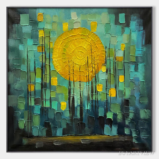 BUYARTVIEW Solar Forest – Abstract Forest Landscape Impasto Oil Painting - image 1