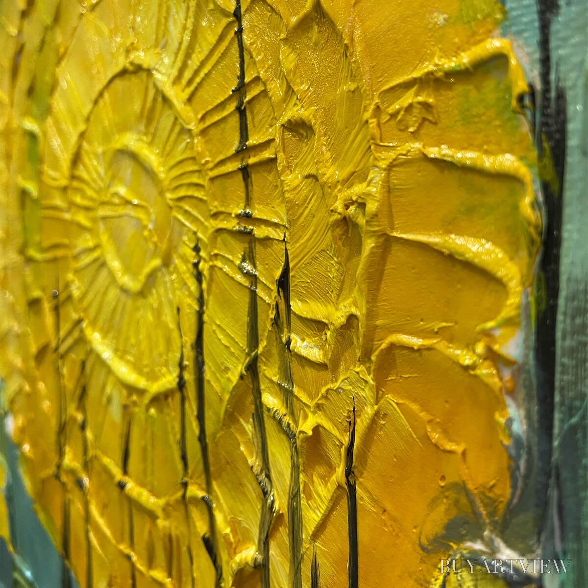 BUYARTVIEW Solar Forest – Abstract Forest Landscape Impasto Oil Painting - image 3