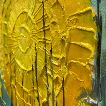 BUYARTVIEW Solar Forest – Abstract Forest Landscape Impasto Oil Painting - image 3