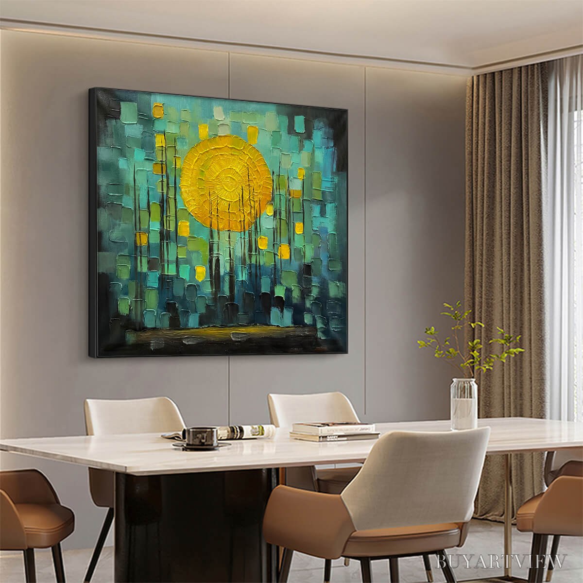 BUYARTVIEW Solar Forest – Abstract Forest Landscape Impasto Oil Painting - image 4