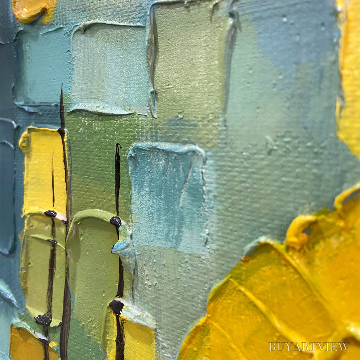 BUYARTVIEW Solar Forest – Abstract Forest Landscape Impasto Oil Painting - image 5