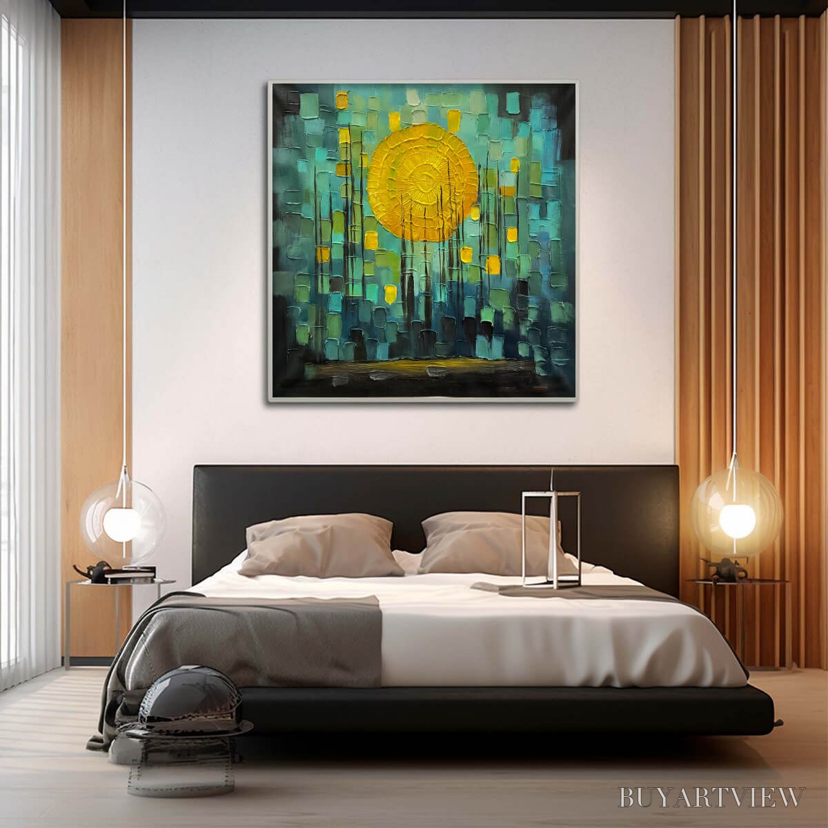 BUYARTVIEW Solar Forest – Abstract Forest Landscape Impasto Oil Painting - image 6