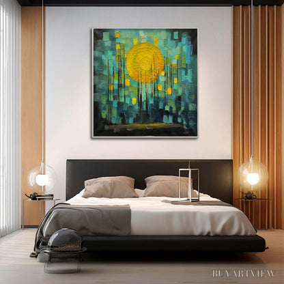 BUYARTVIEW Solar Forest – Abstract Forest Landscape Impasto Oil Painting - image 6
