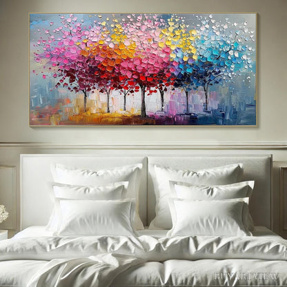 BUYARTVIEW Rainbow Forest – Textured Impasto Trees Oil Painting - image 2