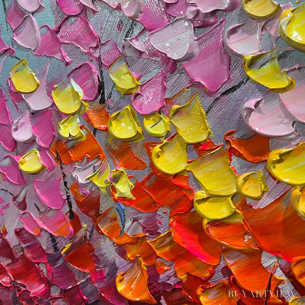 BUYARTVIEW Rainbow Forest – Textured Impasto Trees Oil Painting - image 6