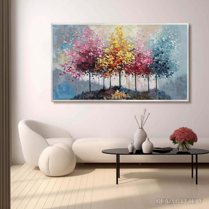 BUYARTVIEW Enchanted Forest – Textured Colorful Trees Oil Painting - image 2