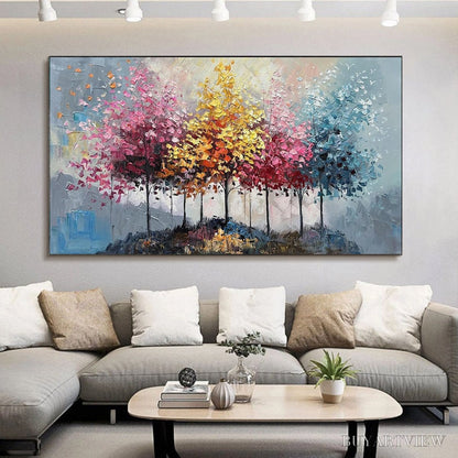BUYARTVIEW Enchanted Forest – Textured Colorful Trees Oil Painting - image 6