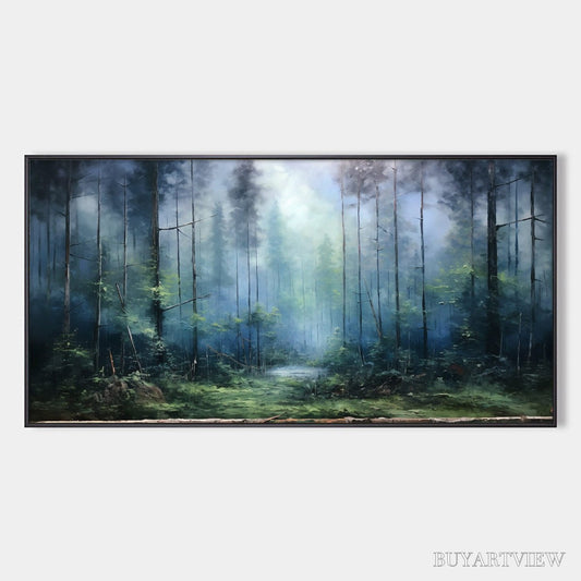 BUYARTVIEW Forest Whispers – Panoramic Misty Forest Oil Painting - image 1