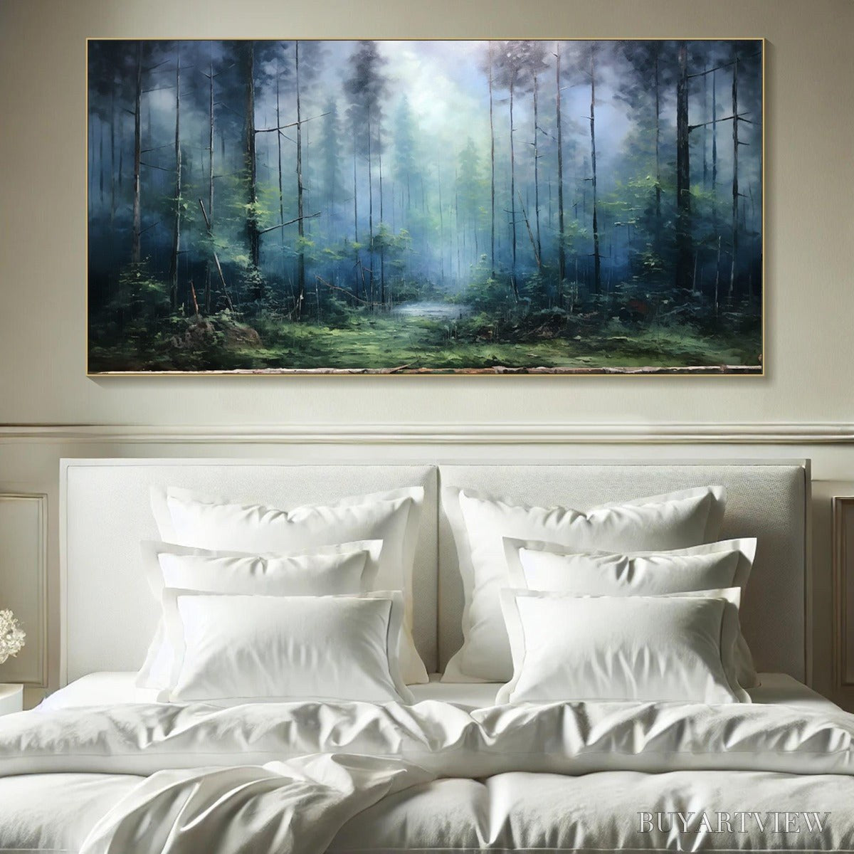 BUYARTVIEW Forest Whispers – Panoramic Misty Forest Oil Painting - image 2