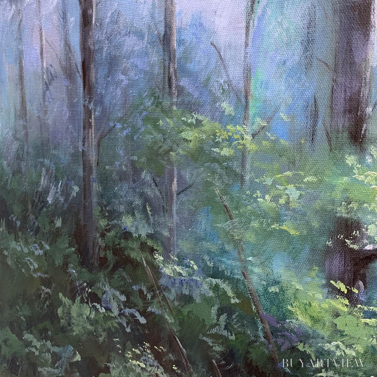 BUYARTVIEW Forest Whispers – Panoramic Misty Forest Oil Painting - image 3