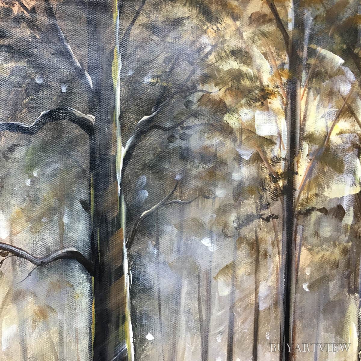 BUYARTVIEW Forest Path – Panoramic Misty Forest Landscape Oil Painting - image 6