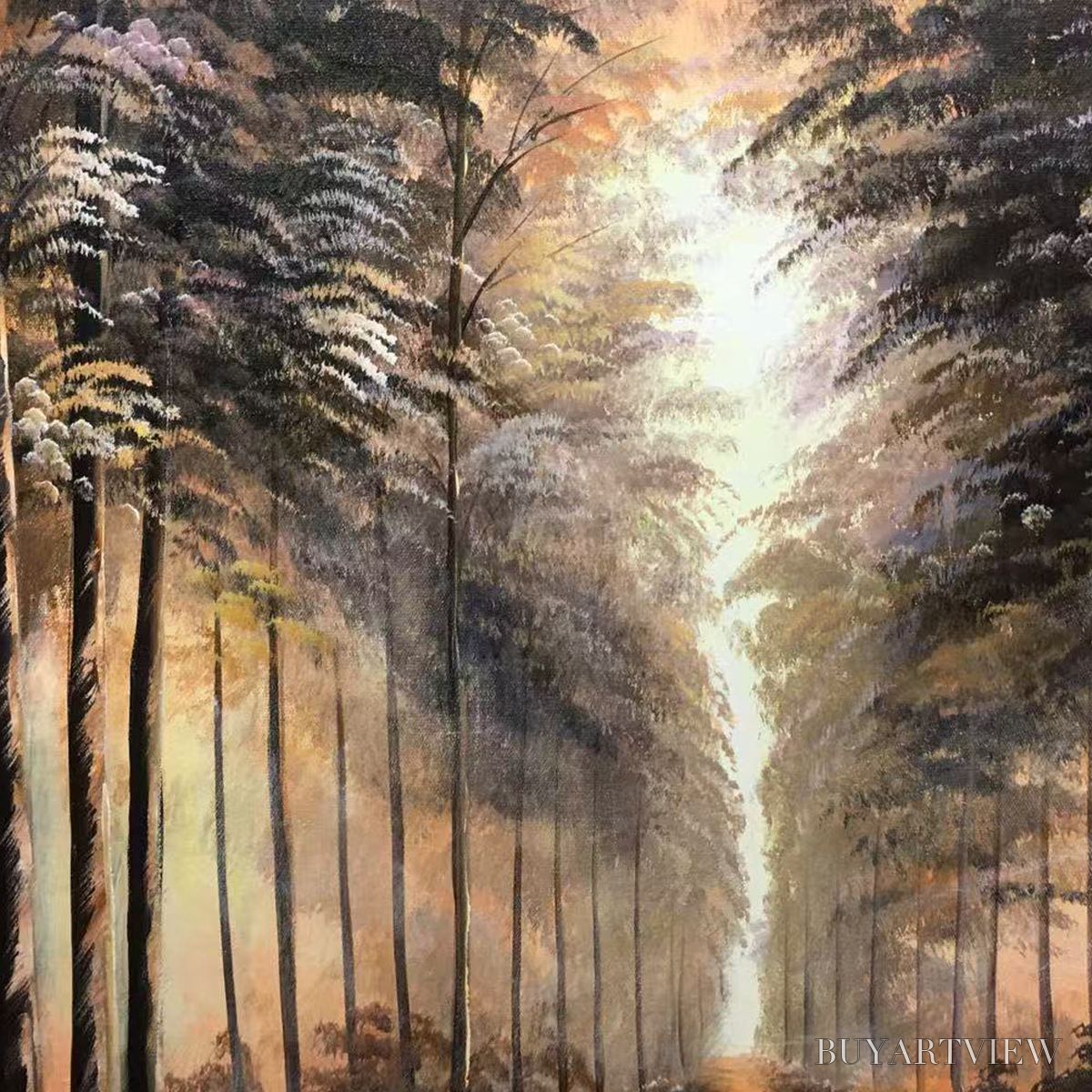 BUYARTVIEW Forest Path – Panoramic Landscape Oil Painting - image 5