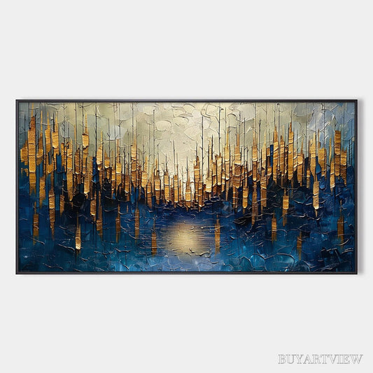 BUYARTVIEW Golden Forest Reflection – Textured Landscape Oil Painting - image 1
