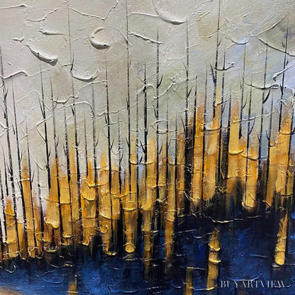 BUYARTVIEW Golden Forest Reflection – Textured Landscape Oil Painting - image 5