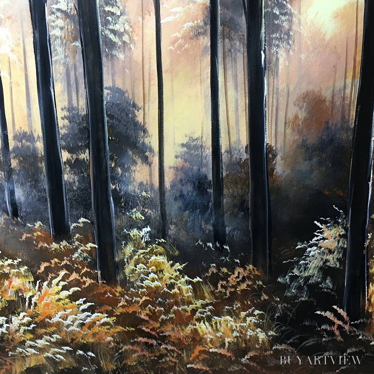 BUYARTVIEW Whispers of the Woods – Panoramic Forest Path Oil Painting - image 3