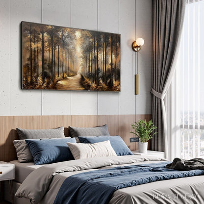 BUYARTVIEW Whispers of the Woods – Panoramic Forest Path Oil Painting - image 4