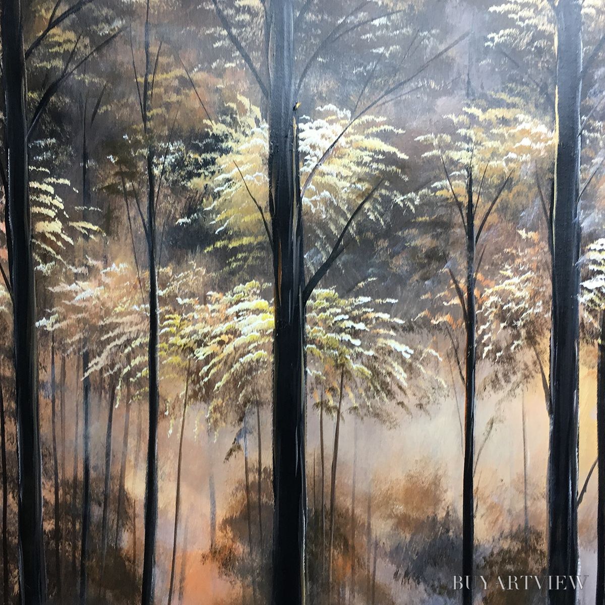 BUYARTVIEW Whispers of the Woods – Panoramic Forest Path Oil Painting - image 5