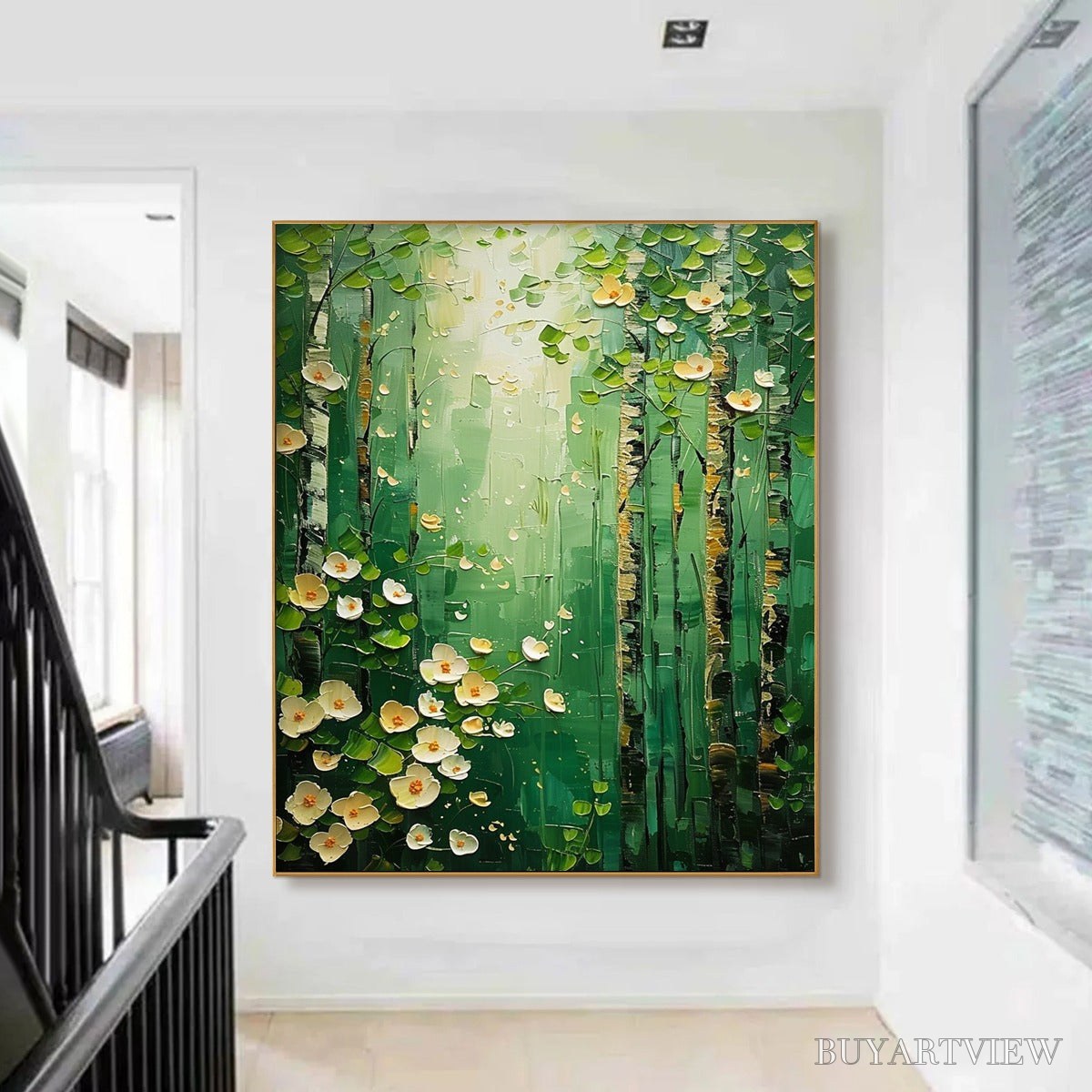 BUYARTVIEW Forest Bloom – Textured Impasto Forest and Flowers Oil Painting - image 2
