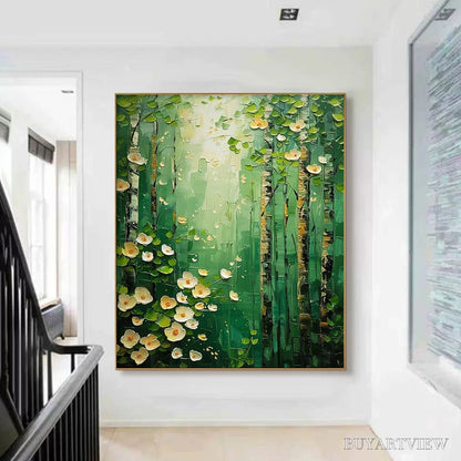 BUYARTVIEW Forest Bloom – Textured Impasto Forest and Flowers Oil Painting - image 2