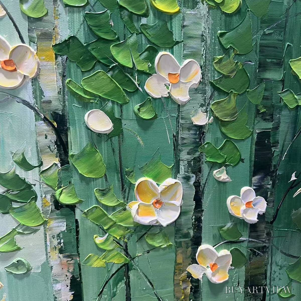 BUYARTVIEW Forest Bloom – Textured Impasto Forest and Flowers Oil Painting - image 3