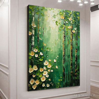 BUYARTVIEW Forest Bloom – Textured Impasto Forest and Flowers Oil Painting - image 4