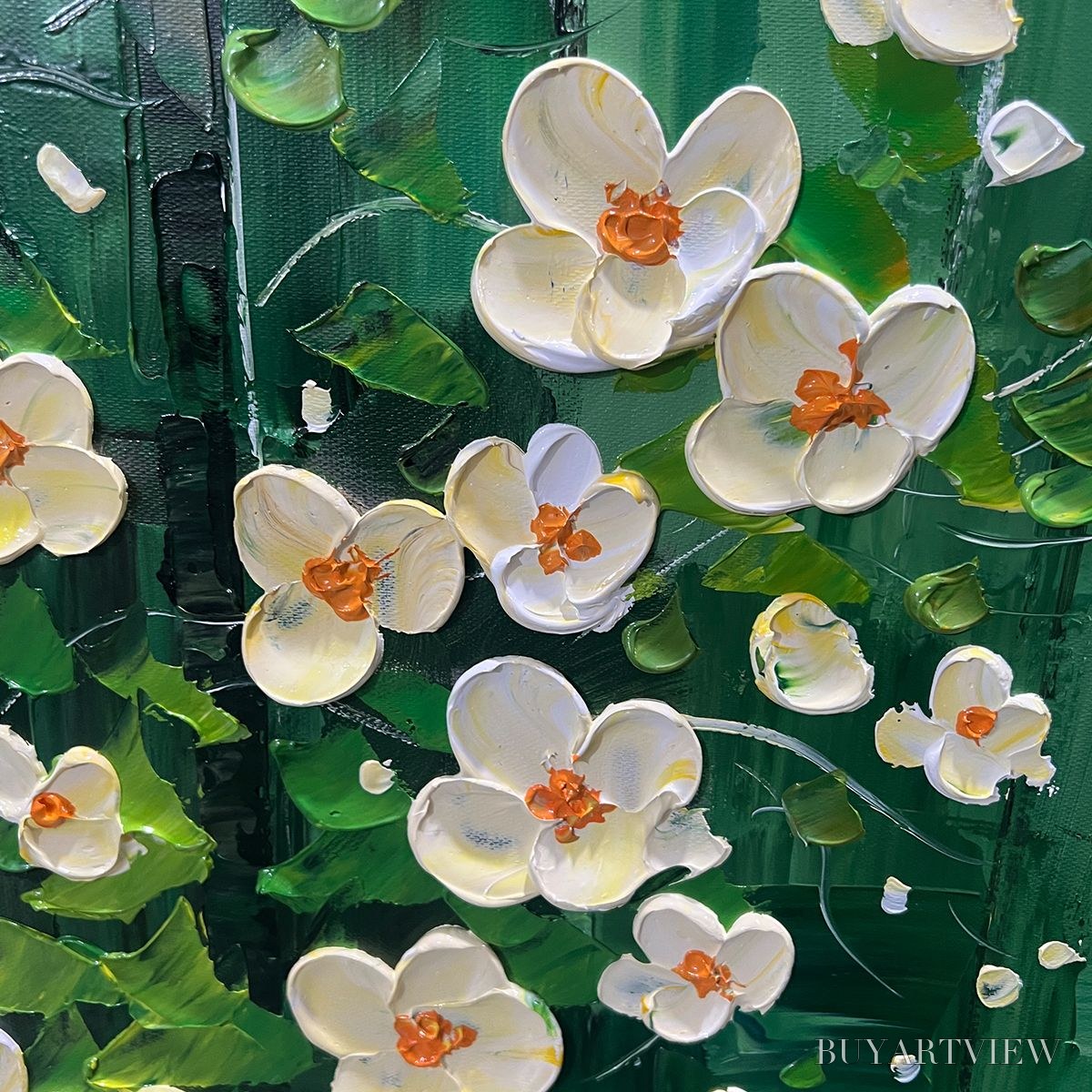 BUYARTVIEW Forest Bloom – Textured Impasto Forest and Flowers Oil Painting - image 5