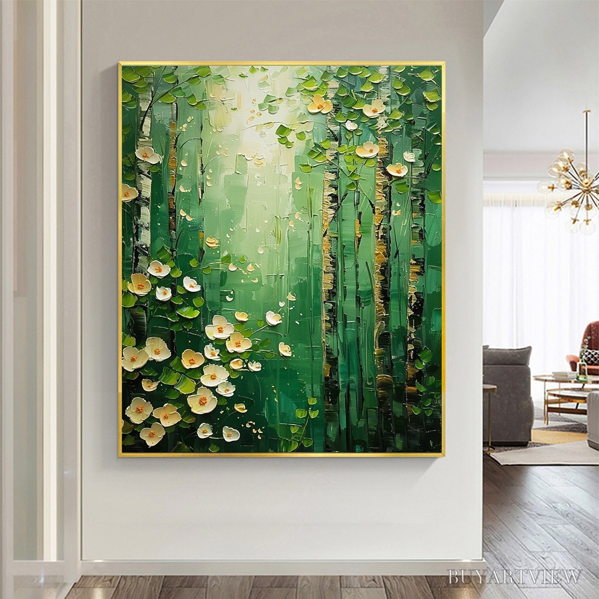 BUYARTVIEW Forest Bloom – Textured Impasto Forest and Flowers Oil Painting - image 6