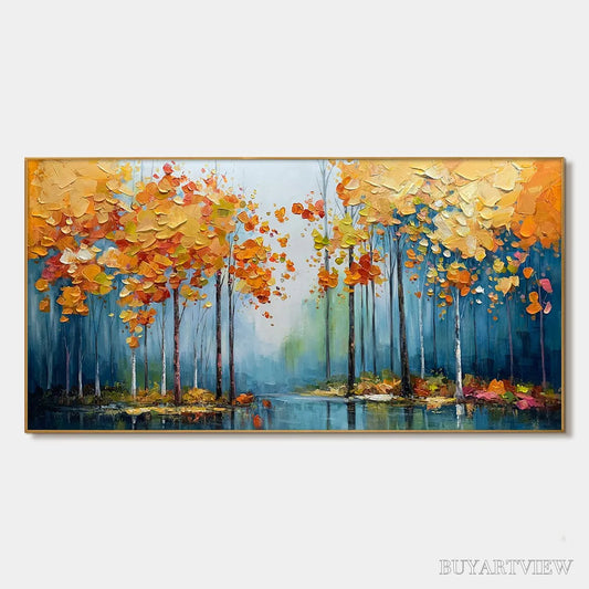 BUYARTVIEW Autumn Reflections – Colorful Autumn Forest Landscape Oil Painting - image 1