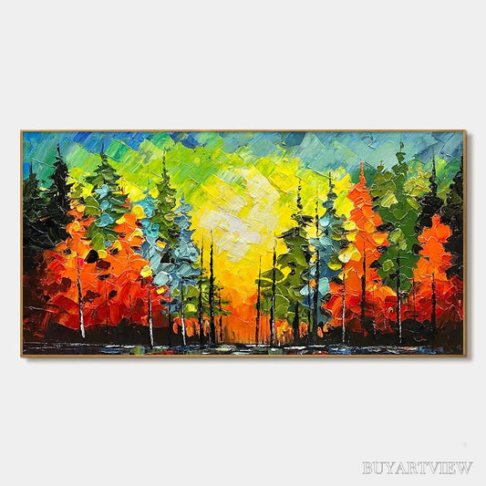 BUYARTVIEW Autumn Symphony – Impasto Forest Painting in Vibrant Colors - image 1