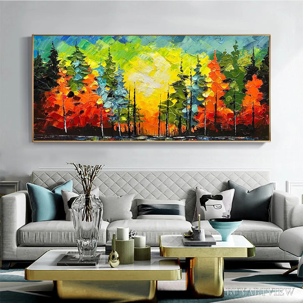 BUYARTVIEW Autumn Symphony – Impasto Forest Painting in Vibrant Colors - image 2
