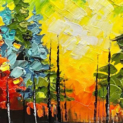 BUYARTVIEW Autumn Symphony – Impasto Forest Painting in Vibrant Colors - image 3
